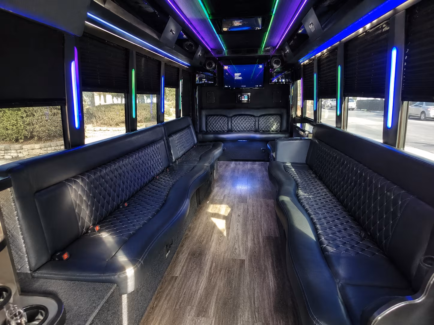 burleson 15 passenger party bus interior