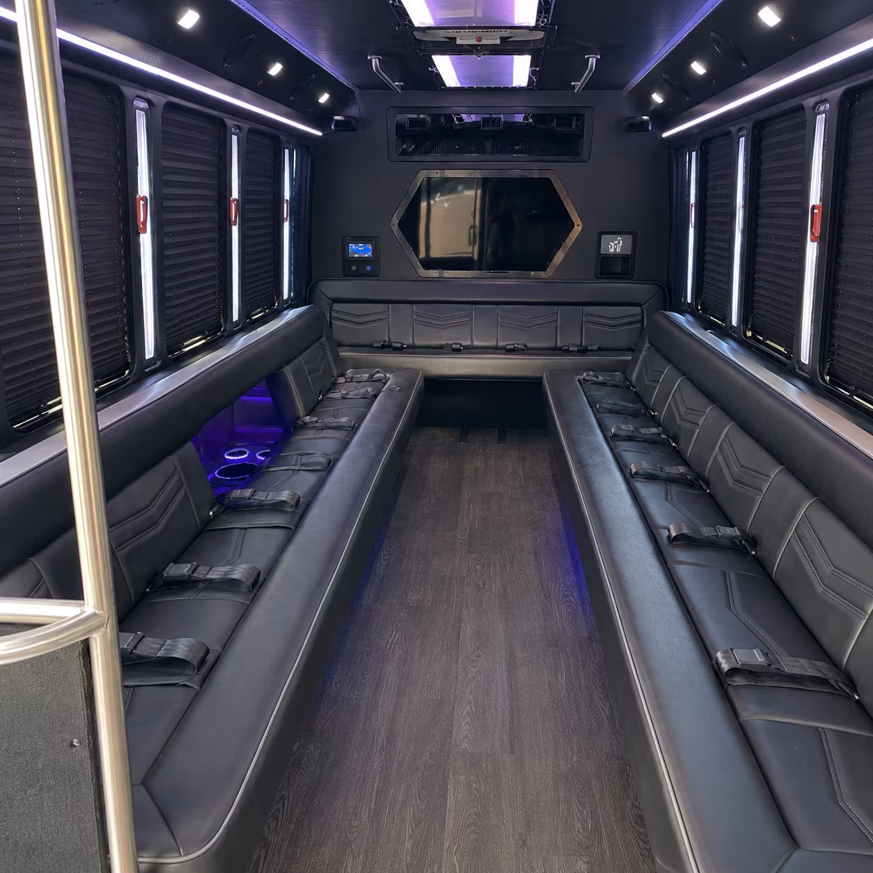 burleson 18 passenger party bus interior