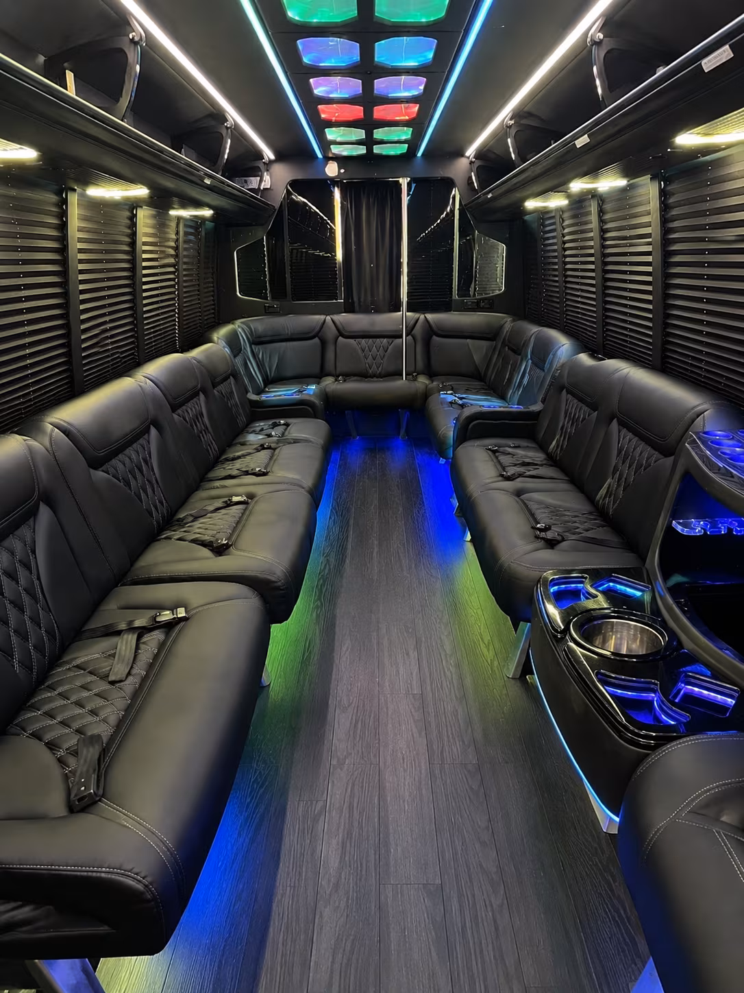 burleson 20 passenger party bus interior