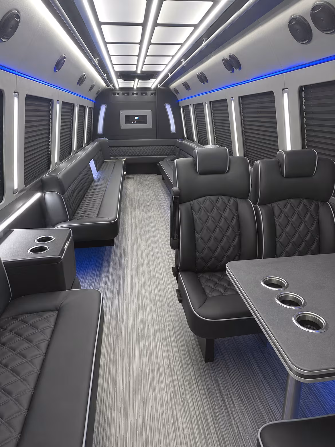 burleson 25 passenger party bus inside