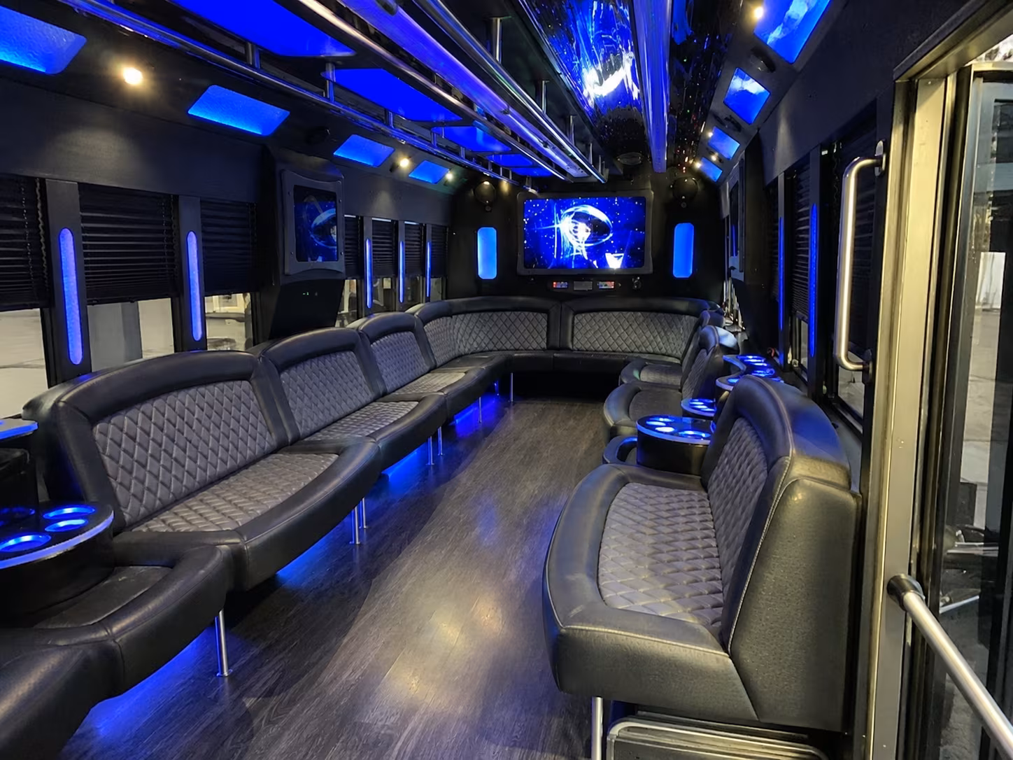 burleson 28 passenger party bus interior