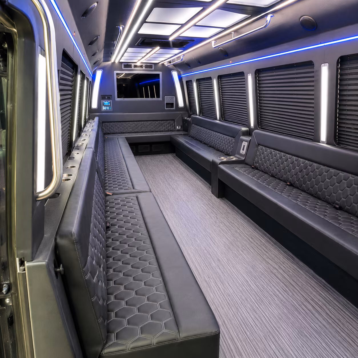 burleson 40 passenger party bus interior