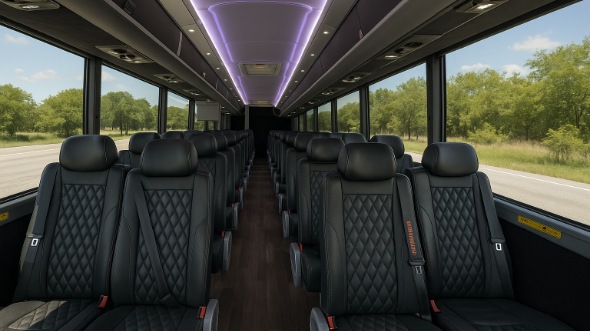 Interior of Charter Bus Company Fort Worth's 20 Passenger Mini bus in Fort Worth