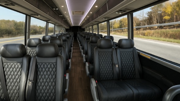 Interior of Charter Bus Company Fort Worth's 25 Passenger Mini bus in Fort Worth