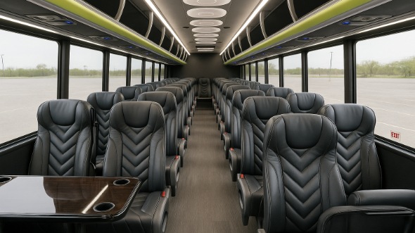 Interior of Charter Bus Company Fort Worth's 28 Passenger Mini bus in Fort Worth