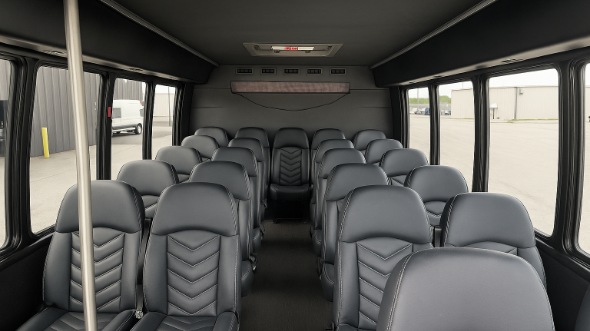 Interior of Charter Bus Company Fort Worth's 35 Passenger Minibus in Fort Worth