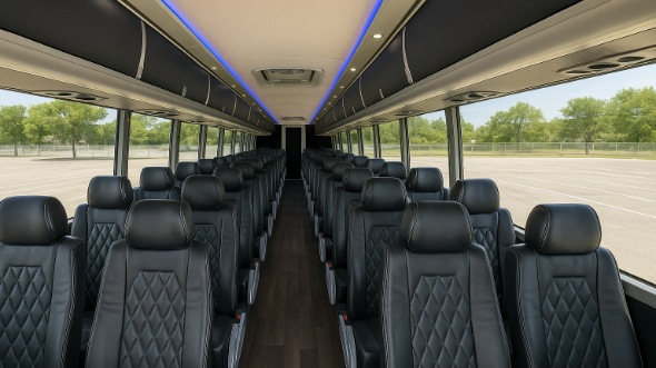 Interior of Charter Bus Company Fort Worth's 50 Passenger Charter Bus in Fort Worth