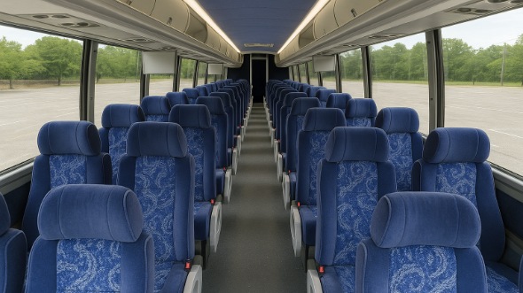 Interior of Charter Bus Company Fort Worth's 54 Passenger Charter Bus in Fort Worth