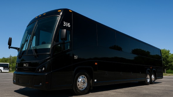 Exterior of Charter Bus Company Fort Worth's 55 Passenger Charter Bus in Fort Worth