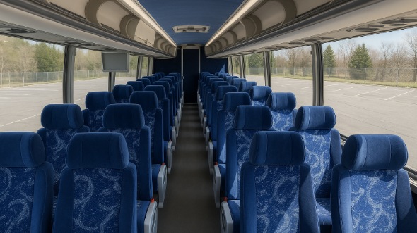 Interior of Charter Bus Company Fort Worth's 55 Passenger Charter Bus in Fort Worth