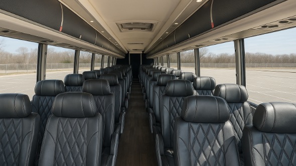 burleson 54 passenger charter bus inside