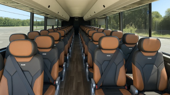 burleson 55 passenger charter bus inside